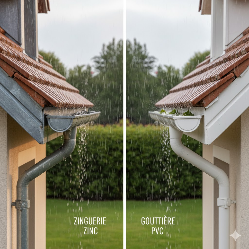 Comparaison entre une gouttière en zinc et une gouttière en PVC