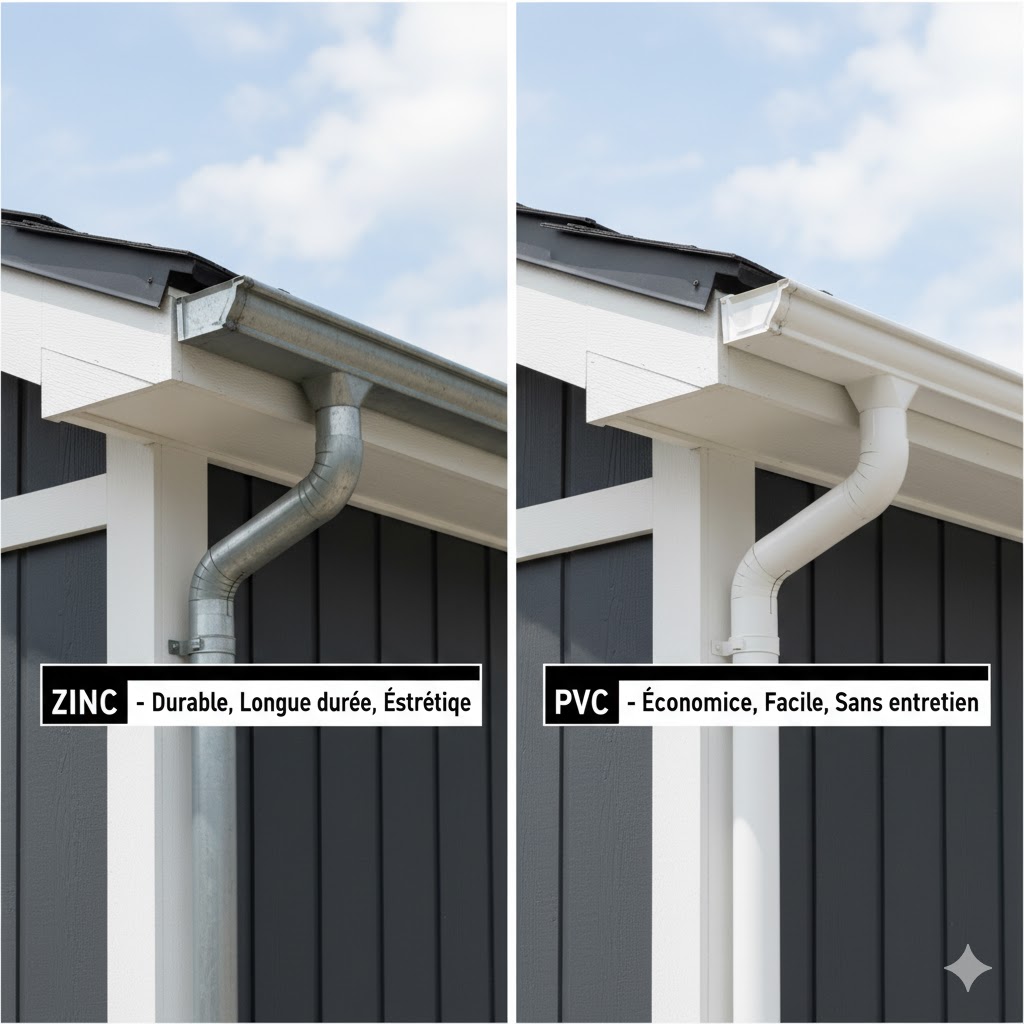 Comparaison gouttières zinc et PVC