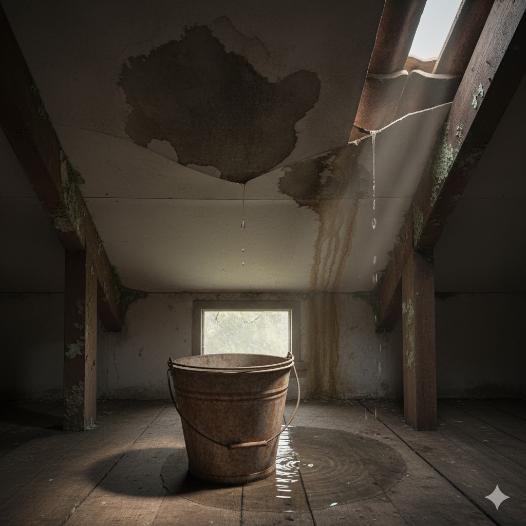 Signes de fuite sur une toiture